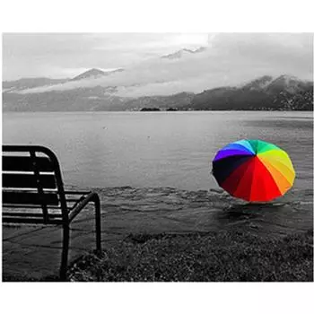 Полный 5D Diy Алмазная картина Зонтик Вид Алмазная вышивка Крестом Домашний декор Ручной подарок Подарок 20x30cm