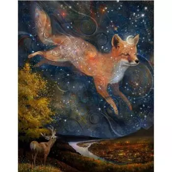 Полный 5D Diy Алмазная картина Звездная лиса Вышивка Крестом Домашний декор Ручной подарок 25x30cm