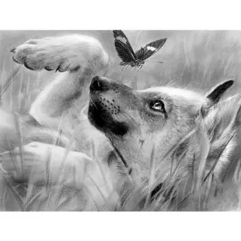 Полный 5D Diy алмазная живопись Бабочка и собака Алмазная вышивка полная вышивка крестиком домашний декор подарок ручной работы 20x30cm