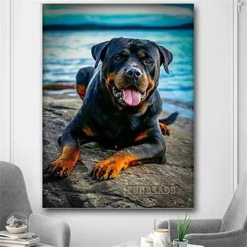 Полный 5D DIY алмазная живопись черная собака и пейзаж Алмазная вышивка наборы мозаики вышивка крестом домашний декор подарки ручной работы Round 20x30cm