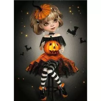 Полный 5D Diy алмазная живопись Девушка с тыквой лампа Алмазная вышивка полная вышивка крестиком домашний декор подарок ручной работы 20x30cm