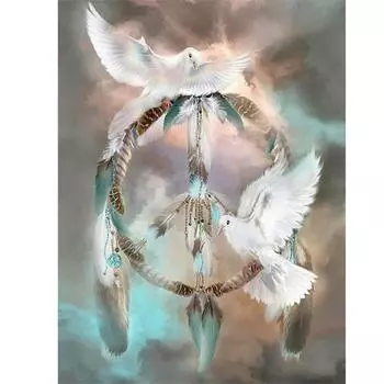 Полный 5D DIY алмазная живопись голубь колокольчики Алмазная вышивка наборы мозаики вышивка крестом домашний декор подарки ручной работы Round 20x30cm