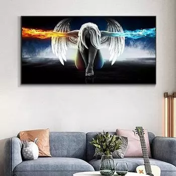 Полный 5D Diy алмазная живопись Лед и Огонь Ангел Алмазная вышивка полная вышивка крестиком домашний декор подарок ручной работы Full Round 20x30cm