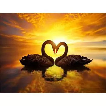 Полный 5D DIY алмазная живопись Любящий лебедь пейзаж Алмазная вышивка наборы мозаики вышивка крестиком домашний декор подарки ручной работы Round 20x30cm