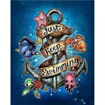 Полный 5D Diy алмазная живопись мультфильм морская жизнь Алмазная вышивка полная вышивка крестиком домашний декор подарок ручной работы 20x30cm