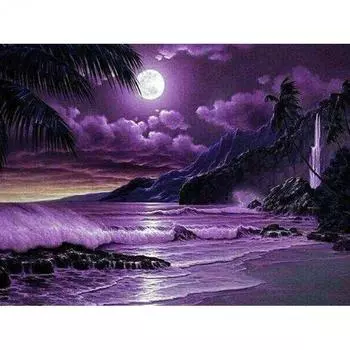 Полный 5D DIY алмазная живопись ночной морской пейзаж Алмазная вышивка наборы мозаики вышивка крестиком домашний декор подарки ручной работы Round 20x30cm