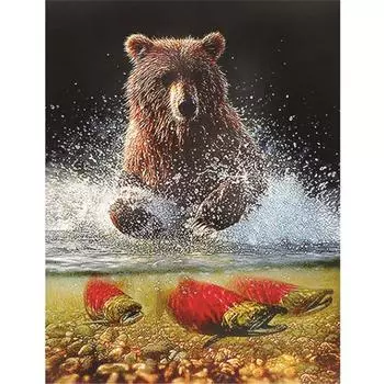 Полный 5D Diy алмазная живопись Охота бурый медведь Алмазная вышивка полный набор аниме наборы для вышивки крестом домашний декор подарок ручной работы Round 20x30cm