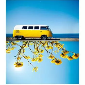 Полный 5D Diy алмазная живопись синий автобус отражение Алмазная вышивка полная вышивка крестиком домашний декор подарок ручной работы 20x30cm
