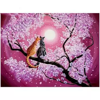 Полный 5D Diy алмазная живопись вишни и кошки Алмазная вышивка полная вышивка крестиком домашний декор подарок ручной работы 20x30cm