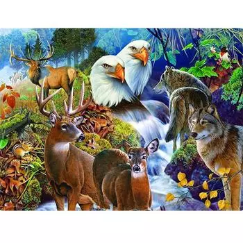 Полный 5D DIY алмазная живопись животный пейзаж в лесу Алмазная вышивка мозаичные наборы вышивка крестиком домашний декор подарки ручной работы Round 20x30cm