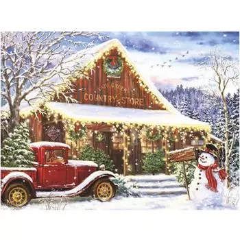 Полная 5D Diy Алмазная Картина Шале Снежная Сцена Вышивка Крестом Домашний Декор Ручной Работы Подарок 25x30cm
