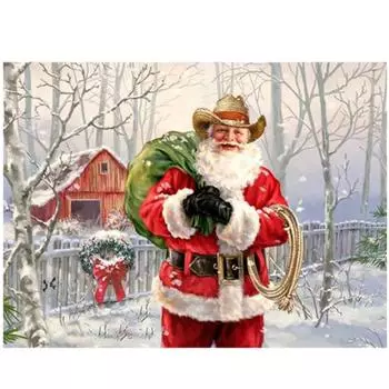 Полный 5D Diy Бриллиант живопись Зима Санта Вышивка Крестиком Домашний декор Ручной работы Подарок 25x30cm