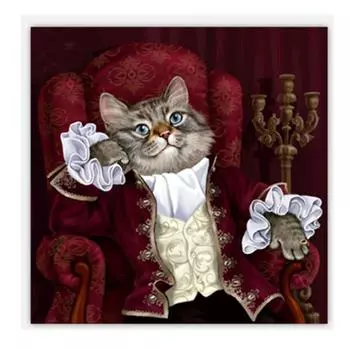 Полный 5D круглый алмаз картина Мистер Кот вышивка крестиком ремесло украшение дома подарок 20X20CM