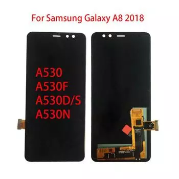 Полный экран для Samsung Galaxy A8 2018 A530 A530F ЖК-дисплей с дигитайзером сенсорного экрана в сборе TFT чёрный