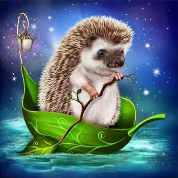 Полный алмаз DIY Алмазная картина Милый Ежик Вышивка крестом Горный хрусталь Мозаика Картина Декор Подарок Full Round 20x25CM