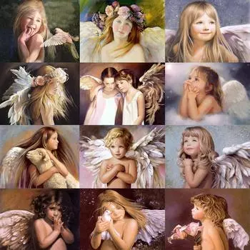 Полный алмазный круглый рисунок 5D DIY Алмазный красивый мальчик/девочка Алмазная вышивка ангела вышивка крестиком Алмазная мозаика украшение для дома 20X30CM красный