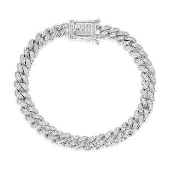 Полный бриллиант 6 мм кубинский браслет хип-хоп стиль аксессуары -Golden-6.0in