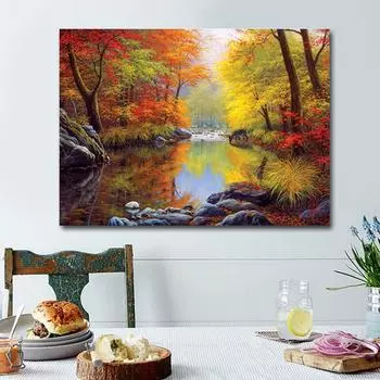 Полный бриллиант, круглый бриллиант, 5D DIY, алмазная картина Осень , алмазная вышивка, вышивка крестом 20X30CM