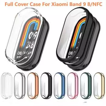 Полный чехол для Xiaomi Mi Band9 8 Screen Protec Mi Band 8 9 NFC Screen Protector Защитный чехол для часов Чехол для Mi band8 9 Xiaomi Mi Band 9 чистый