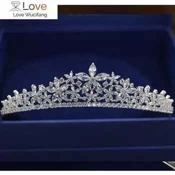 Полный цирконий роскошная принцесса корона свадебная тиара женские украшения для волос аксессуары Width: Approximately 14cm серебряный