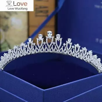 Полный цирконий роскошная принцесса корона свадебная тиара женские украшения для волос аксессуары Hq1954 белый