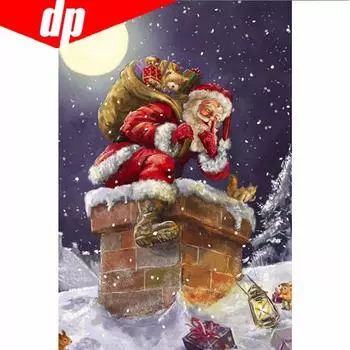 Полный Diy Алмазная картина Вышивка Крестом Санта-Клаус для рождественского подарка 20X30