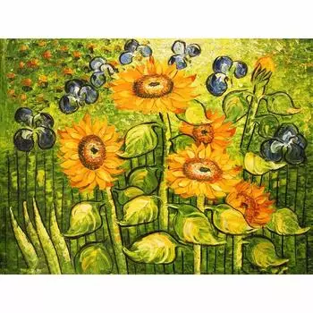 Полный Diy круглая дрель Алмазная живопись Рукоделие Подсолнечник Пейзаж Алмазная вышивка Ремесло Картина Мозаика Украсить подарок Full Round 20x30CM
