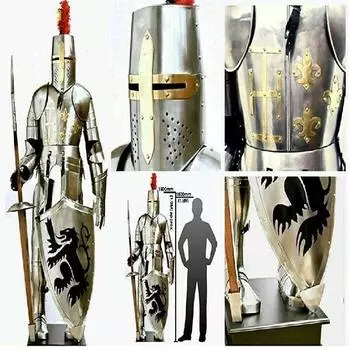 Полный доспех средневекового рыцаря со щитом и мечом Доспехи 15-го века,
