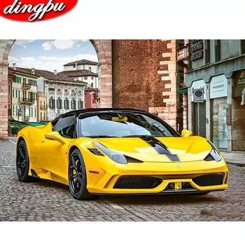 Полный дрель 5D Алмазная картина Гоночный автомобиль Пейзаж Вышивка Крестом Домашний Декор Подарок 20X30CM