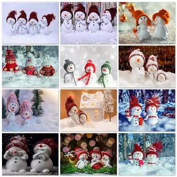 Полный дрель 5D алмазная живопись Снеговик мультфильм Diy Алмазная вышивка зима снег сцена искусство горный хрусталь ремесло Рождество Full Round 20x30CM