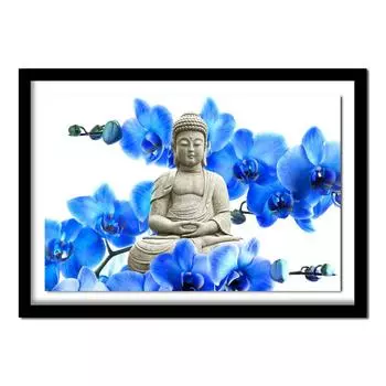 Полный дрель 5D DIY Алмазная картина «Цветы и Будда» Вышивка крестиком Rhinestone Painting 20X30CM