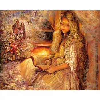 Полный дрель 5D DIY Алмазная картина Девушка читает книгу Вышивка крестом 20X30CM