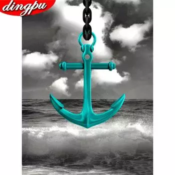 Полный дрель Алмазная картина 5D Пейзаж DIY Алмазная мозаика Лодка Якорь Вышивка 20X30CM