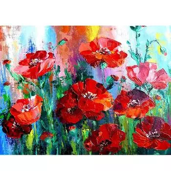 Полный дрель Алмазная картина Мак Вышивка крестом 5D Diy Алмазная вышивка Цветочный пейзаж Украшение стены Full Round 20x30CM
