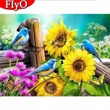 Полный дрель Алмазная картина Птица Вышивка крестом 5D Алмазная вышивка Животное Мозаика Подсолнух Искусство Горный Хрусталь Домашний Декор Full Round (20X30CM)