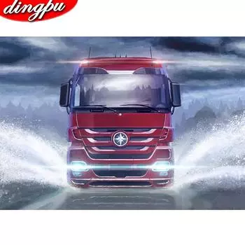 Полный дрель Алмазная картина Вышивка крестом Грузовик Горный хрусталь Вышивка Главная Мозаика Декор Подарок 20X30CM
