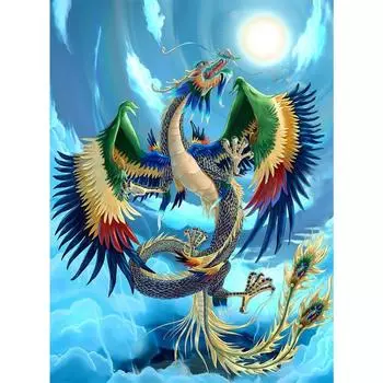 Полный дрель Алмазная картина вышивка крестом Солнце и дракон 5d Алмазная мозаика Искусство Алмазная вышивка животное горный хрусталь картина Full Round 20X30CM