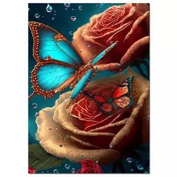 Полный дрель Алмазная вышивка цветок розы бабочка ручной работы стразы живопись цветочные украшения дома поделки своими руками Full Round 20x30CM