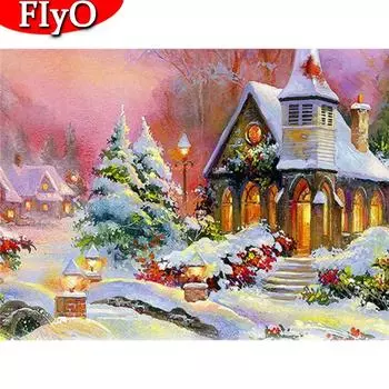 Полный дрель Алмазная вышивка Дом 5D алмазная живопись Пейзаж Rhinestone Kit Вышивка крестиком Декор для дома Наклейки Full Round 20X30CM