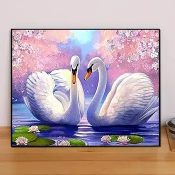 Полный дрель Алмазная вышивка Лебедь 5D Алмазная картина Мозаика Набор для вышивки крестом Домашний декор Алмазная картина Full Round 30x40cm