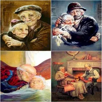 Полный дрель Алмазная вышивка Пара 5D DIY Алмазная картина Старик и жена Жизнь дома Милый домашний декор Кристалл Мозаи Full Round 20x30CM