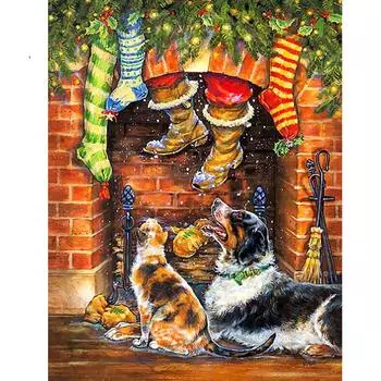 Полная алмазная вышивка собака 5D DIY рождественская алмазная живопись животное стразы искусство украшение дома Full Round 20X30CM