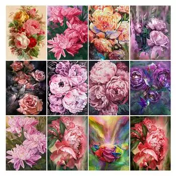 Полный дрель алмазная живопись цветы пион Алмазная вышивка крестиком украшение мозаика искусство картина домашний декор Full Round 20x25CM
