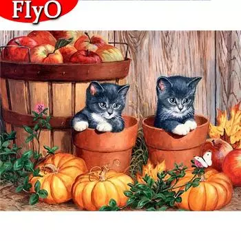 Полный дрель алмазная живопись кошка картины стразами 5D DIY Алмазная вышивка Хэллоуин рукоделие подарок ручной работы искусство Full Round (20X30CM)