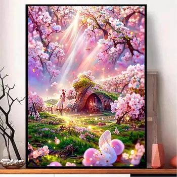 Полный дрель алмазная живопись мечта розовый сад пейзаж вышивка крестиком Алмазная вышивка DIY художник украшение для гостиной стены Full Round 20x30CM