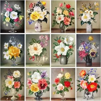 Полный дрель алмазная живопись мозаика цветы в вазе 5d круглая алмазная вышивка картина для взрослых детей Gi Full Round 20x30CM