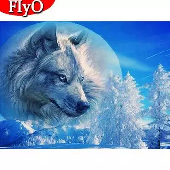 Полный дрель алмазная живопись волк ремесленный комплект 5D DIY Алмазная вышивка животное мозаика снег картина горный хрусталь настенное искусство Full Round (20X30CM)