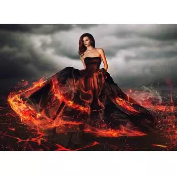 Полный, Дрель, Квадрат, Алмазная вышивка, 5D, Сделай сам, Алмазная картина Огненно-красная женщина, Искусство, Фотография, Вышивка крестом, 3D, Мозаика, Рукоделие, Поделки Full Round 20x25CM