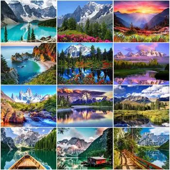 Полный дрель пейзаж DIY 5D алмазная живопись набор со стразами мозаика искусство вышивки крестом ручной работы озеро пейзаж Декор подарок Full Round 20x30CM