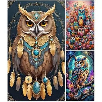 Полный дрель ручной работы DIY Сова комплект алмазной живописи вышивка крестиком Алмазная мозаика украшение дома j3897 square 30x60cm белый